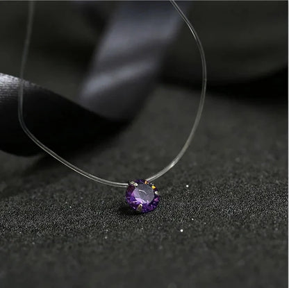 5 Colors Dazzling Zircon Necklace Invisible Transparent Fishing Line Simple Pendant Necklace Jewelry for Women Pearl Jewelry