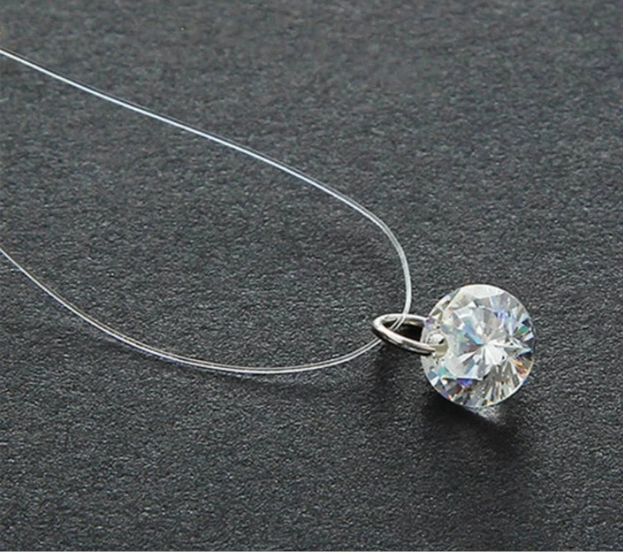 5 Colors Dazzling Zircon Necklace Invisible Transparent Fishing Line Simple Pendant Necklace Jewelry for Women Pearl Jewelry