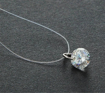 5 Colors Dazzling Zircon Necklace Invisible Transparent Fishing Line Simple Pendant Necklace Jewelry for Women Pearl Jewelry