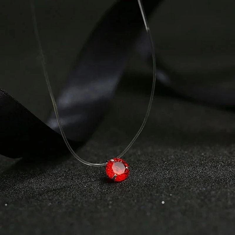 5 Colors Dazzling Zircon Necklace Invisible Transparent Fishing Line Simple Pendant Necklace Jewelry for Women Pearl Jewelry