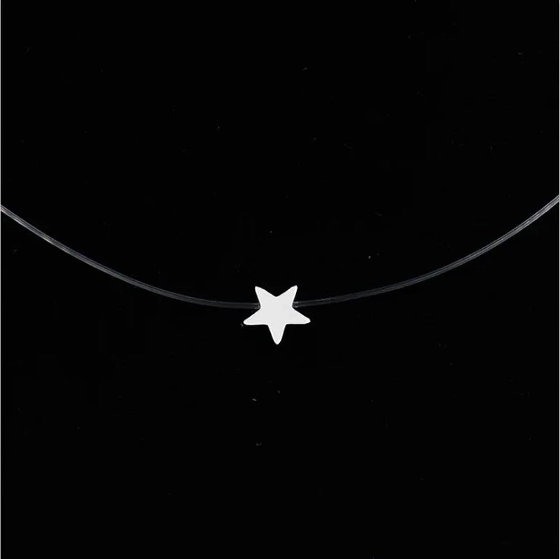 5 Colors Dazzling Zircon Necklace Invisible Transparent Fishing Line Simple Pendant Necklace Jewelry for Women Pearl Jewelry