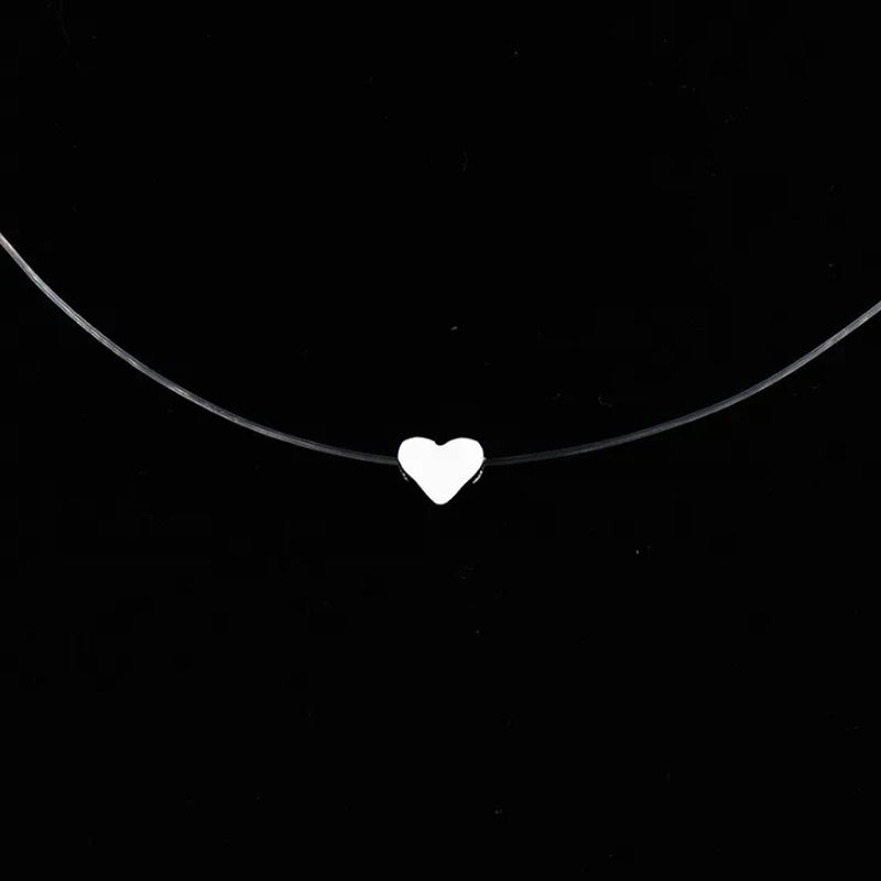 5 Colors Dazzling Zircon Necklace Invisible Transparent Fishing Line Simple Pendant Necklace Jewelry for Women Pearl Jewelry