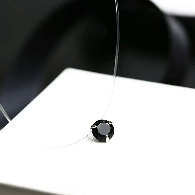 5 Colors Dazzling Zircon Necklace Invisible Transparent Fishing Line Simple Pendant Necklace Jewelry for Women Pearl Jewelry
