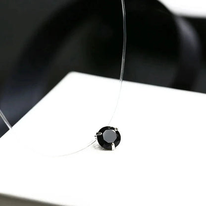 5 Colors Dazzling Zircon Necklace Invisible Transparent Fishing Line Simple Pendant Necklace Jewelry for Women Pearl Jewelry
