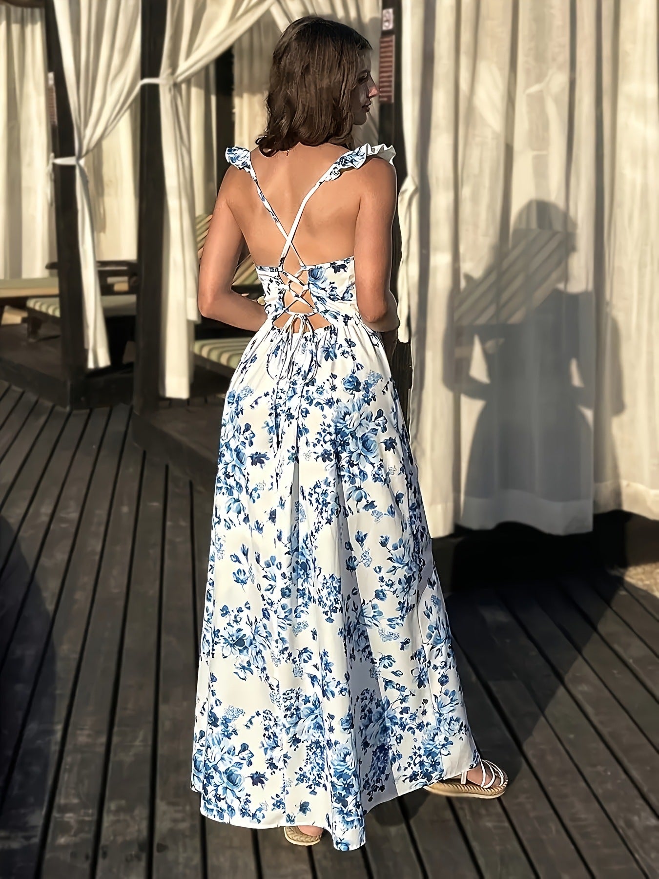 Summer New Womens Floral Print Long Dress