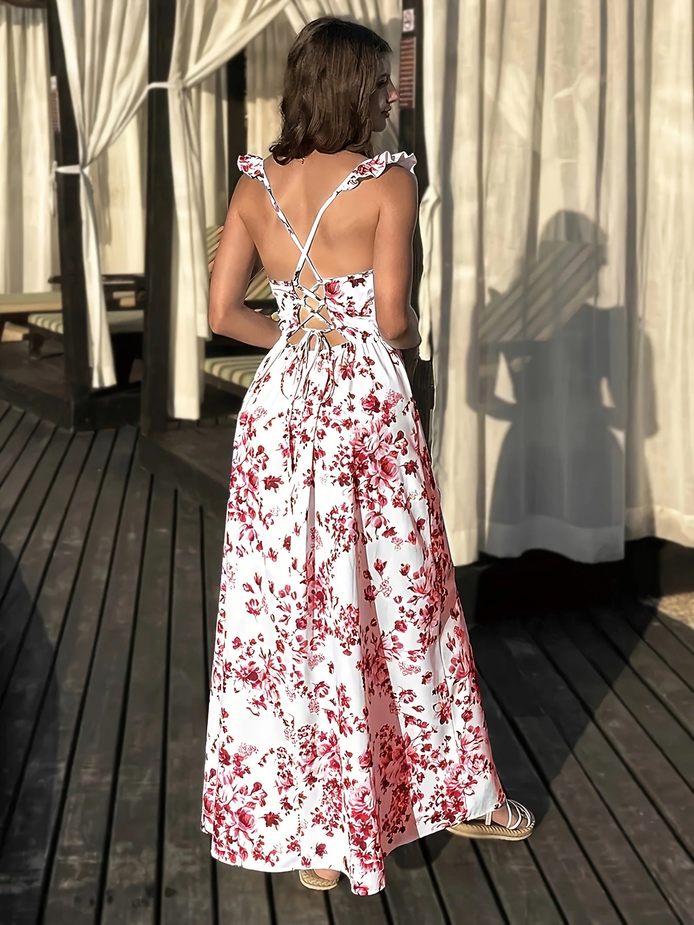 Summer New Womens Floral Print Long Dress